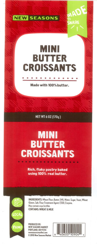 New Seasons Market LLC Issues Allergy Alert on Undeclared Egg in Mini Butter Croissants and Mini Chocolate Croissants